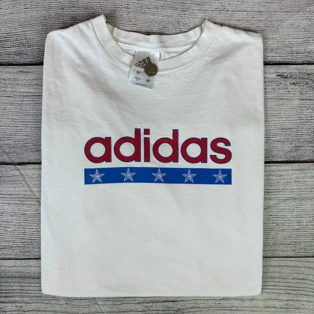 Vintage Adidas Three Stripe Brand Spell Out T-shirt
